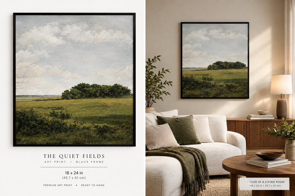 The Quiet Fields – Framed Landscape Art Print (18×24 in)