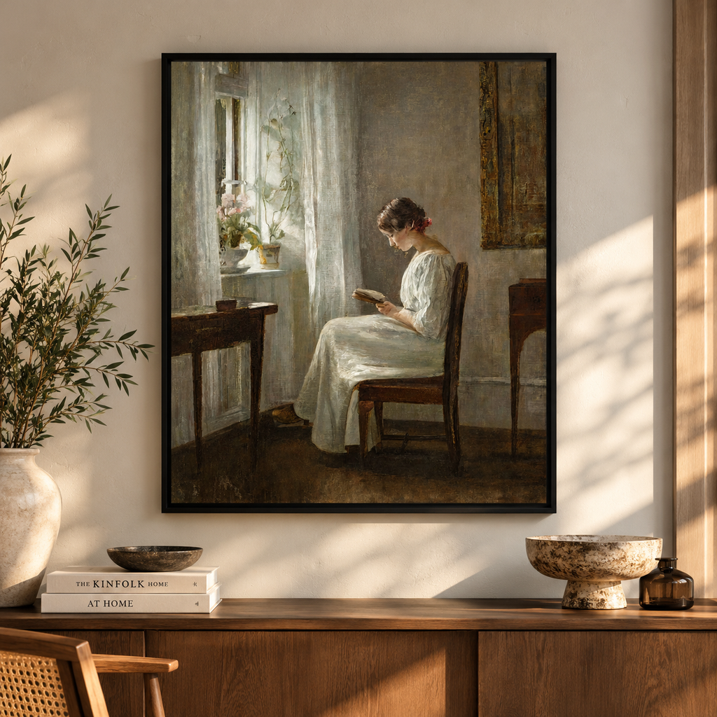 Woman Reading — Vintage-Inspired Fine Art Wall Painting